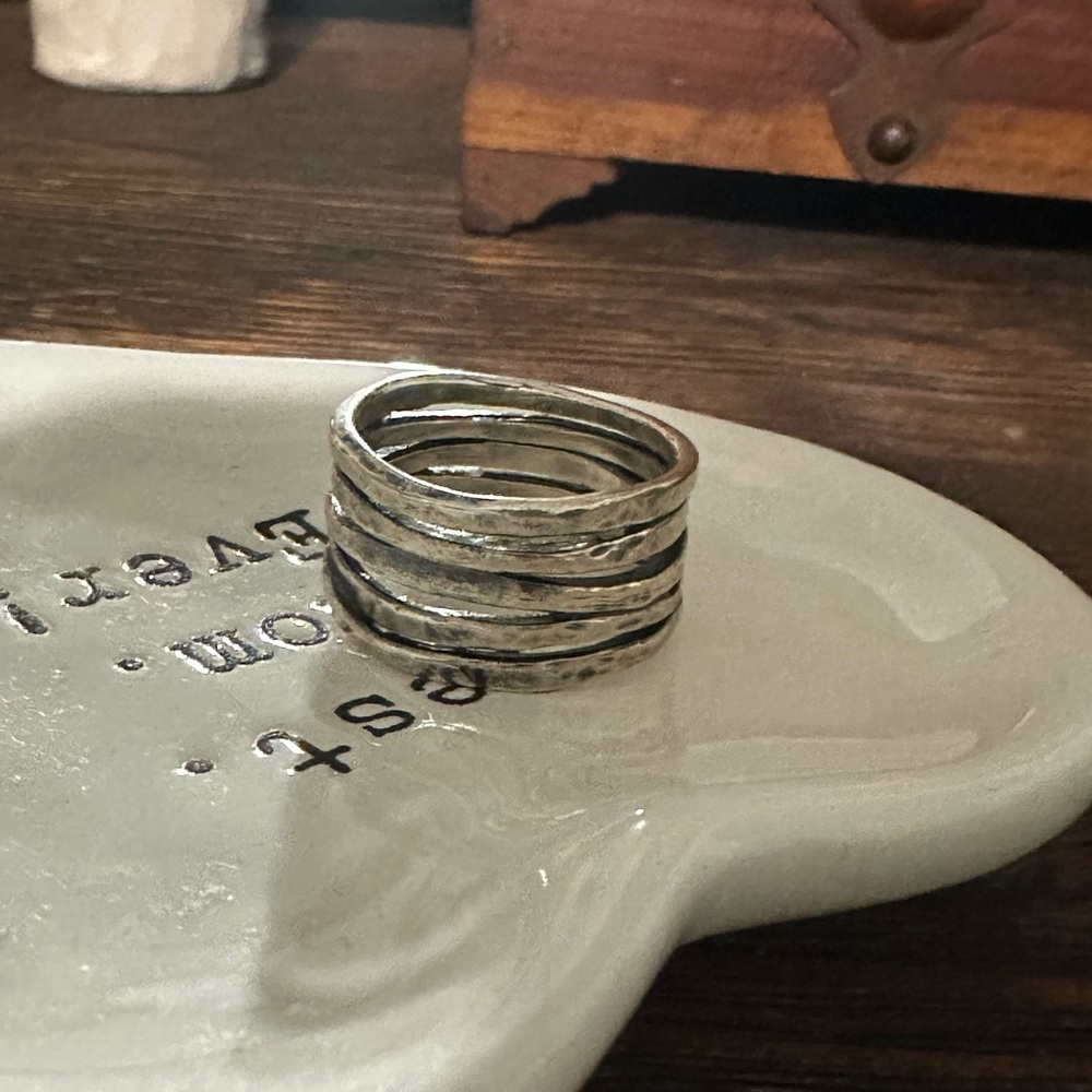 James Avery Silver Hammered Stacked Ring